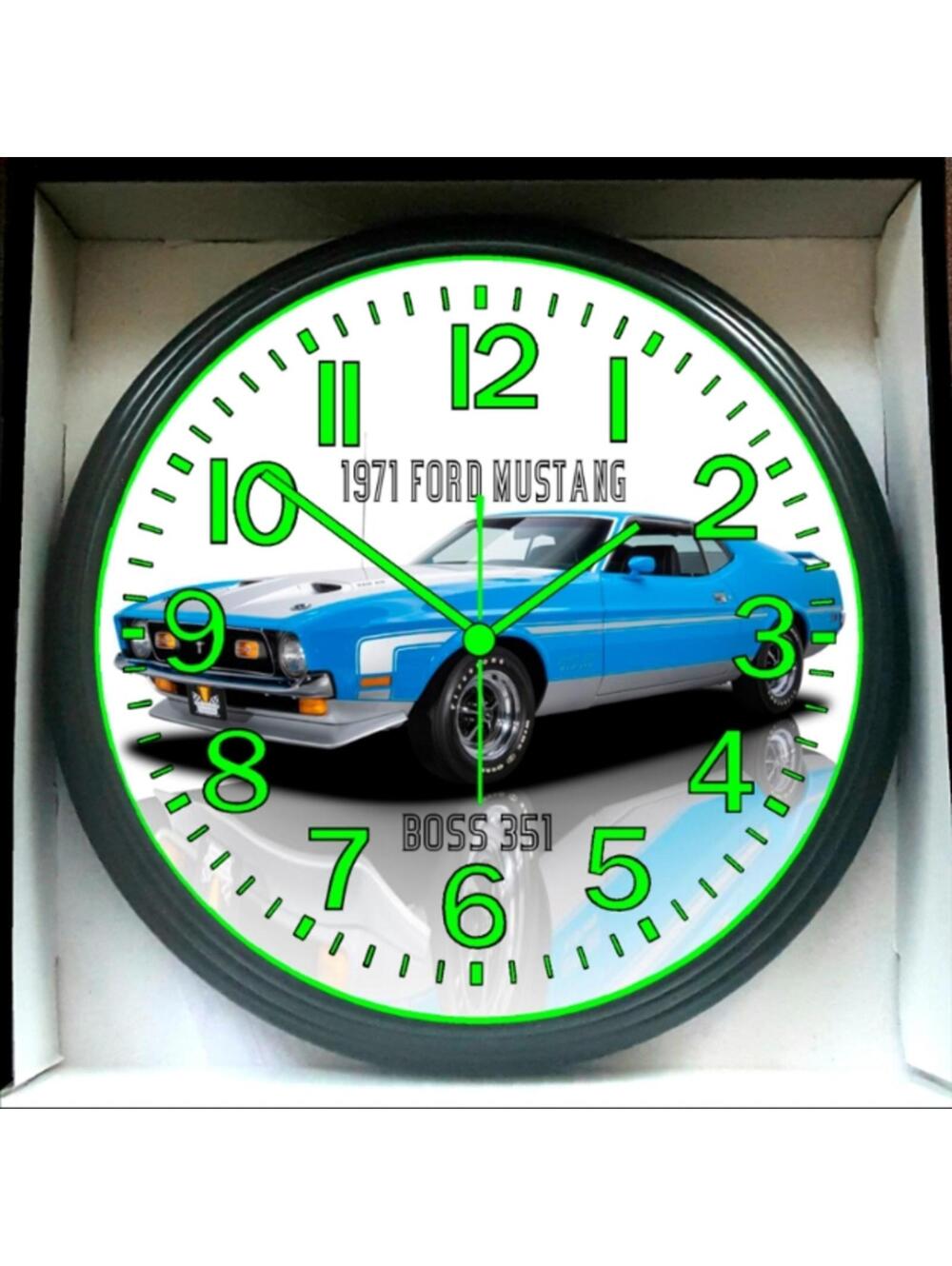 Ford Mustang Wall Clock - Black and Green